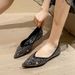 Weiwei Girls Flat Peas Shoes Soft Bottom Shallow Mouth Pointed Toe Rhinestone Sequins Large Size Women's Footwear 658 88_vogvips.com