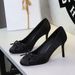 Women's Stiletto Heel Pumps French Style Elegant High Heeled Slip On Shoes With Round Toe Low Cut Design And Bow Perfect For A Sophisticated Evening Occasion_vogvips.com