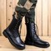 European Warm Series Martin High Top Shoes Autumn Winter Korean Motorcycle Long British Style Fleece Lined Height Increasing Military Boots_vogvips.com
