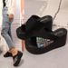 Wedge Slippers Women Wear Thick Soled Fish Mouth Lady Slippers Contrast Color Women's Shoes_vogvips.com