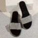 2025 Summer New Shoes Trade, European And American Fashion Rhinestone Sandals, Women's Flat Large Size Beach Slippers_vogvips.com