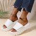 Cross-Border Women's One-Strap Sandals Summer 2022 New Style Large Size Casual European And American Mid-Heel Platform_vogvips.com