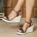 Women's Open Toe Wedge Sandals Thick Sole Single Strap High Heels Summer Style Crossover_vogvips.com