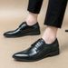 Men's Pointed Toe European And American Business Formal Leather Fashion Versatile Casual Derby Shoes Cross-Border Large_vogvips.com