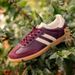 Burgundy Suede & Leather Trainers Classic Three Stripe Style Casual Sneakers_vogvips.com