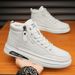 European Warm Series High-top Winter Fleece-lined Warm Cotton Men's Casual Shoes Black Leather Mid-top Martin Boots_vogvips.com