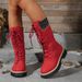 Women's Lace Up Wool Mid Calf Boots Fleece Lined Thick Sole Plus Size Platform Martin Boots New Style Winter Collection_vogvips.com
