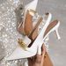 Women's Shoes Backless High Heeled Sandals, Spring/summer New Style, Pointed Toe, Closed Toe, Back Strap Sandals, Fashionable And Casual Slip On._vogvips.com