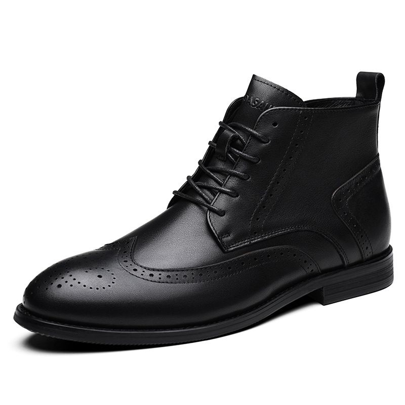 European Warm Series Men's Genuine Leather High-Top Martin Casual Breathable Short British Style Brogue Boots_vogvips.com