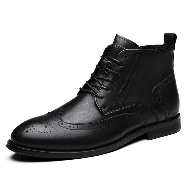 European Warm Series Men's Genuine Leather High-Top Martin Casual Breathable Short British Style Brogue Boots_vogvips.com