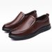 Euro Step Spring Leather Business Casual Versatile Middle-aged And Elderly Men's Soft Surface Hole Shoes Breathable Wear-resistant_vogvips.com