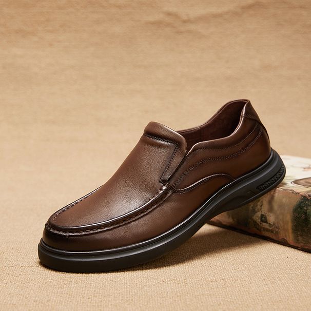 Men's leather casual shoes Comfortable breathable platform leather shoes for men_vogvips.com