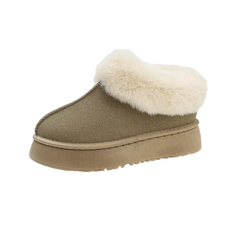 New 2024 Womens Thick Fashion Bottom Snow Boots Autumn Winter Plush Short Tube Indoor And Outdoor Large Size Cotton_vogvips.com