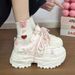 Girls' Chinese Style Bowknot Thick-Soled Sneakers 2026 Spring And Autumn New Model For Older Children, Mesh Versatile_vogvips.com