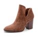 Women's Suede Ankle Boots - Round Toe & Chunky Heel (Fall/Winter Collection)_vogvips.com