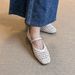 Women's French Woven Openwork Mary Jane Shoes Summer Single Strap Low Cut Flats Chunky Heel Sandals in Stock Ready to Ship_vogvips.com