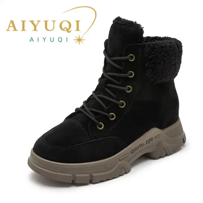 AIYUQI Snow Winter Shoes Non-slip Flat Large Size Real Leather Women Ankle Boots 240719_vogvips.com