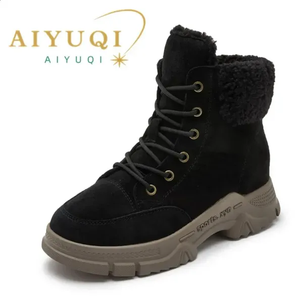 AIYUQI Snow Winter Shoes Non-slip Flat Large Size Real Leather Women Ankle Boots 240719_vogvips.com