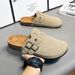 Suede Clogs For Women Men Mules Cork Footbed Sandals With Arch Support Fashion Nonslip Outdoor Beach Slippers Home Shoes_vogvips.com
