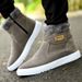 Men's Winter Snow Boots With Side Zipper - Waterproof PU Leather, Fleece Lined, Anti-Slip Rubber Sole For Cold Weather, Outdoor Hiking & Casual Wear_vogvips.com