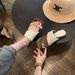 Chunky Heel Vacation Straw Toe Post Sandals For Women Summer Outdoor 2024 New French Style Slippers_vogvips.com