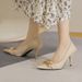 Square Single For Women 2025 Spring Summer New European And American Style Metal Chain Thin Heel Pointed Toe Fashion_vogvips.com