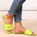New Plus Square Metal Buckle Fluorescent Flat Slippers For Women, Fashionable Color_vogvips.com