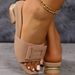 Square Buckle For Women 2024 Summer New European And American Style Large Size Fashion Peep Toe Comfortable Outdoor Low_vogvips.com
