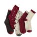 Women's Berry Red Knit Socks With Bow And Checkered Pattern, Medium Cuff, Breathable Cotton, All-Season Wear Polka Dot Stacked Socks_vogvips.com