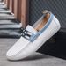 Men's Shoes Fashion Casual Bean Shoes White Soft Leather Soft Sole Comfortable Fashion Shoes A Slip-on Shoes_vogvips.com