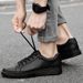 Men's Board Shoes Two-layer Cowhide Lace-up Breathable Mesh Men's Casual Shoes Cool Little White Shoes_vogvips.com
