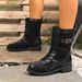 Women's Retro Belt Buckle Slim Fit Suede Martin Boots Plus Size Winter New Style Export_vogvips.com