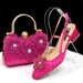 INS Women's Shoes Paired With Dinner Bag Set, Square Toe, Slim Heel Comfortable Hollow Sandals Paired With Flower Bag,For Summer Autumn Spring_vogvips.com