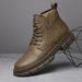 Men's Genuine Leather Martin Boots With Lace-Up Design, Rugged Work Boots For Outdoor & Casual Wear, Wide Sizes Available_vogvips.com
