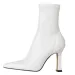 Internet Celebrity Slim Pointed Toe High Short Women 2025 Autumn Winter Single Ins Sexy Chunky Heel Stretch Boots_vogvips.com