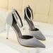 283-7 Korean Style High Heel Stiletto Shallow Pointed Toe Shiny Gradient Color Block Hollow Strap Sandals_vogvips.com