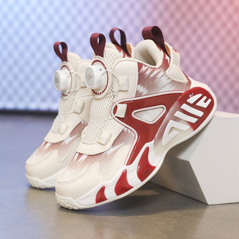 Children's Basketball Shoes New Button Boys And Girls Sports Shoes Spring And Autumn Mesh Breathable Wear Resistant Practical Running Shoes_vogvips.com
