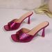 High-heeled Fashion Slip-on Sandals For Women, 2025 Summer European And American Foreign Trade New Model, Snake Pattern,_vogvips.com
