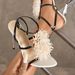 European And American Cross-Border Exclusive Export New Round Toe Electroplated Stiletto Sandals Women's High Heels With_vogvips.com