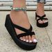 Summer New Women's Petite Size Sandals Height Increasing Non Slip Flip Flops Wedge Heel Suitable For Students And Outdoor Wear_vogvips.com