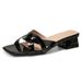 Cross-border 2026 New Thick-heeled's Summer Slippers, Versatile Cross-strap Square-toed Slip-on Sandals For_vogvips.com