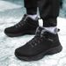 M's Winter Sports Snow Boots With Plush Warm Cotton Shoes, Windproof Lace Up Wear-Resistant Outdoor Hiking Shoes For_vogvips.com