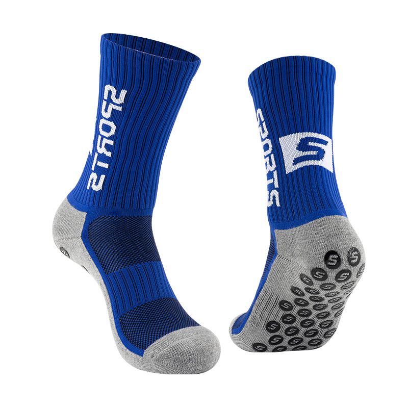 Practical Soccer Socks, Terry Cloth Sole Sports Running Socks, Mid Calf Wear Resistant, Non Slip, Dotted Adhesive Outdoor Sports Cycling Socks_vogvips.com
