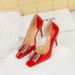 3287-K70 Banquet Slim Ultra High Heels Shallow Mouth Small Square Head Lacquer Leather Metal Water Diamond Buckle Single_vogvips.com