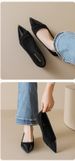 French Pointed Toe Nude Flat Shoes Women's Single Shoes Pregnant Women's Ladyshoes One Pedal Evening Ladyshoes_vogvips.com
