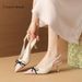 Qianluhui Patchwork Closed-Toe Backless Sandals With Bowknot, Elegant Office Lady Style Commuting High-Heel Shoes_vogvips.com
