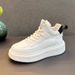 ShoeVault 2024 Spring And Autumn New Breathable White Soft Leather Korean Style Campus Bread Fashion Casual Sports Running Shoes_vogvips.com