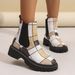 Women's Chunky Heel Chelsea Boots - Vintage Style Ankle Boots With Round Toe & Rubber Sole, Comfortable Mid-Calf Boots_vogvips.com