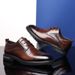 Men's business dress leather shoes Leather men's casual Brock carved men's shoes_vogvips.com