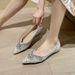Pointed Single Shoes Female Flat-bottomed Versatile Rhinestone Fairy Wind Pedal Soft-soled Ladyshoes_vogvips.com